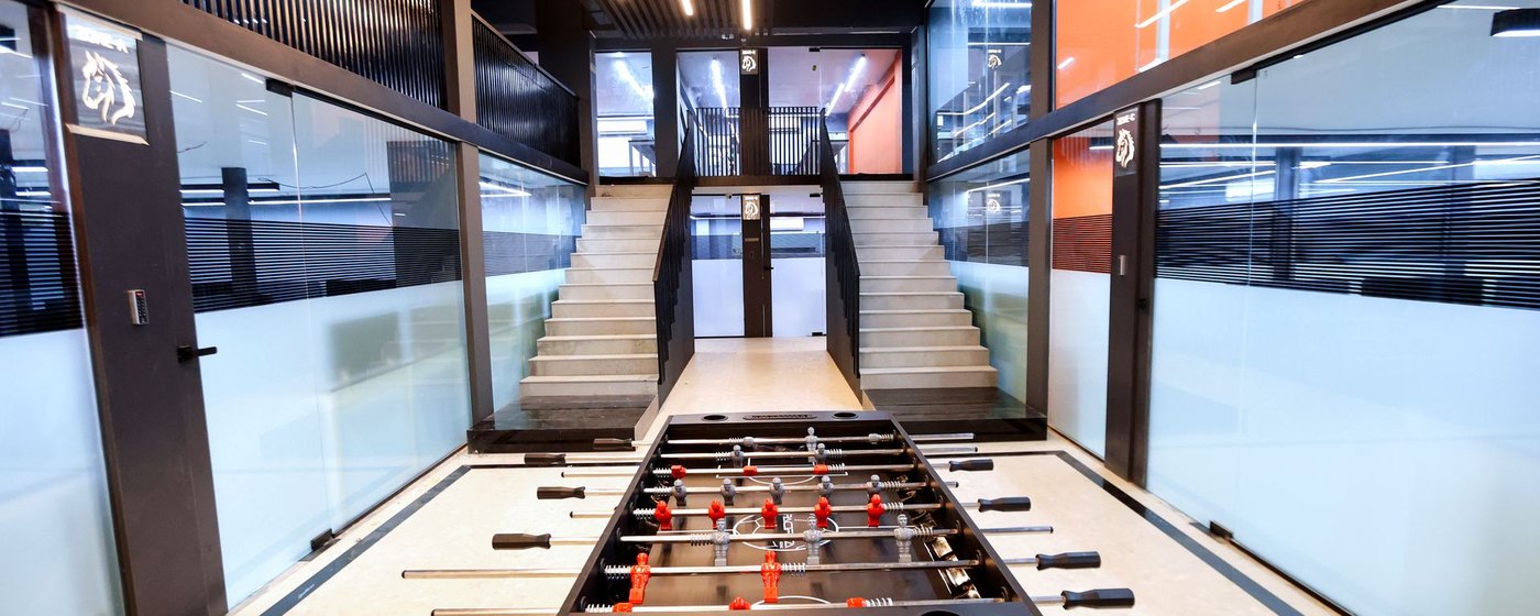 Office corridor and recreation area at Offistable Guindy Chennai